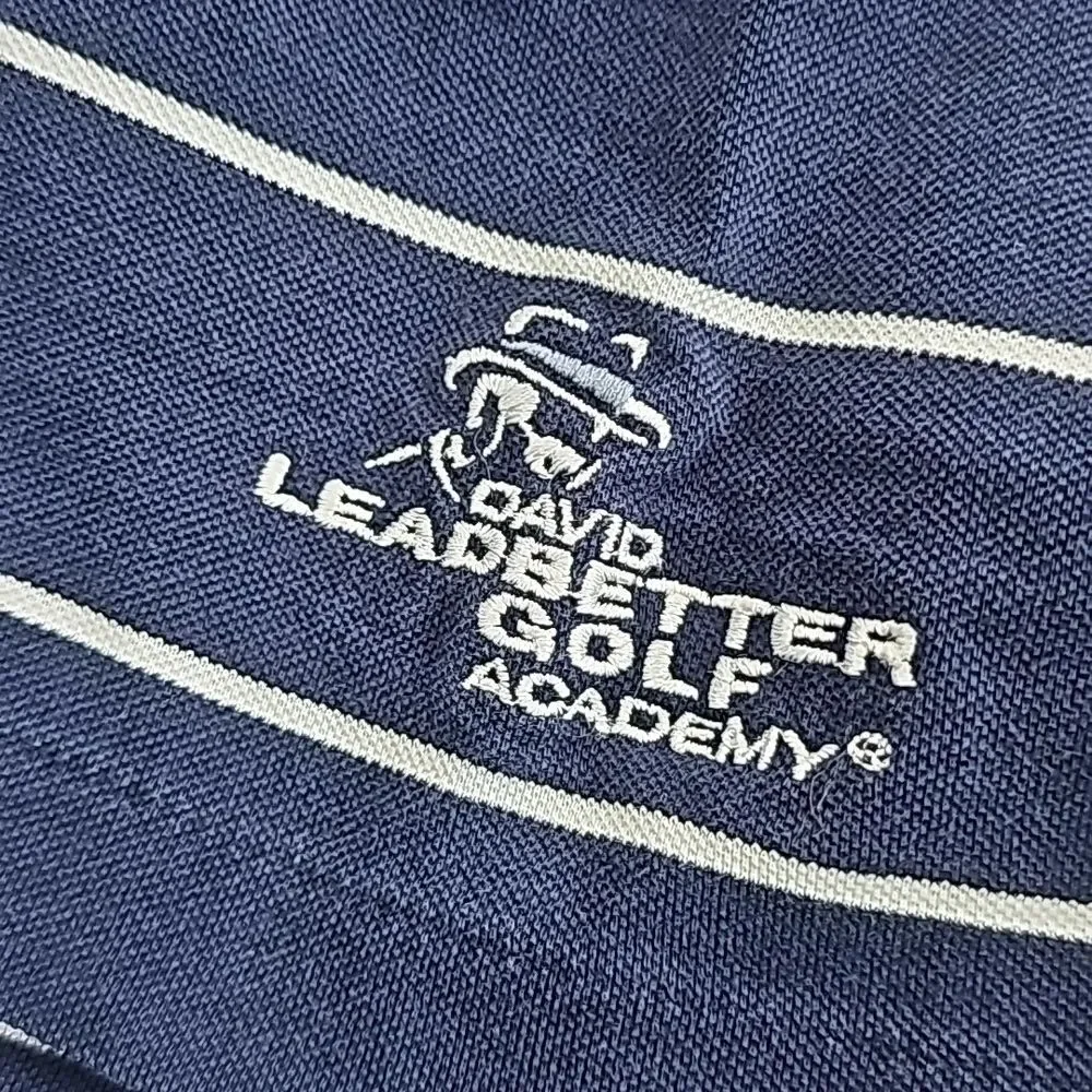 Polo‎ Golf Ralph Lauren Navy Striped Polo Shirt David Leadbetter Golf Academy L